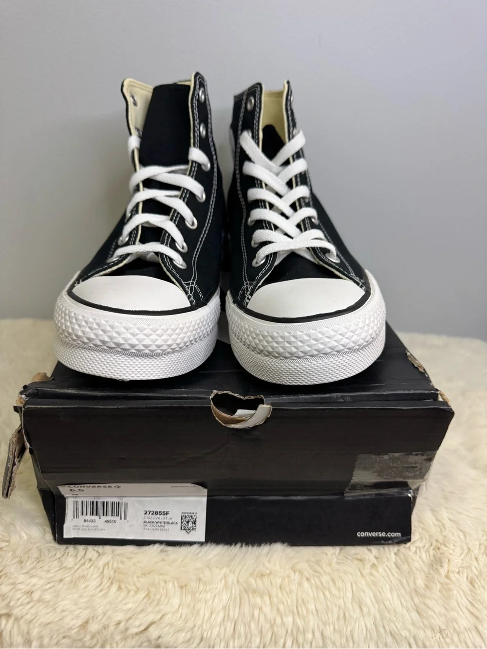 Converse CTAS EVA Lift Hi Black/White High Top Lace Up Sneakers 272855F